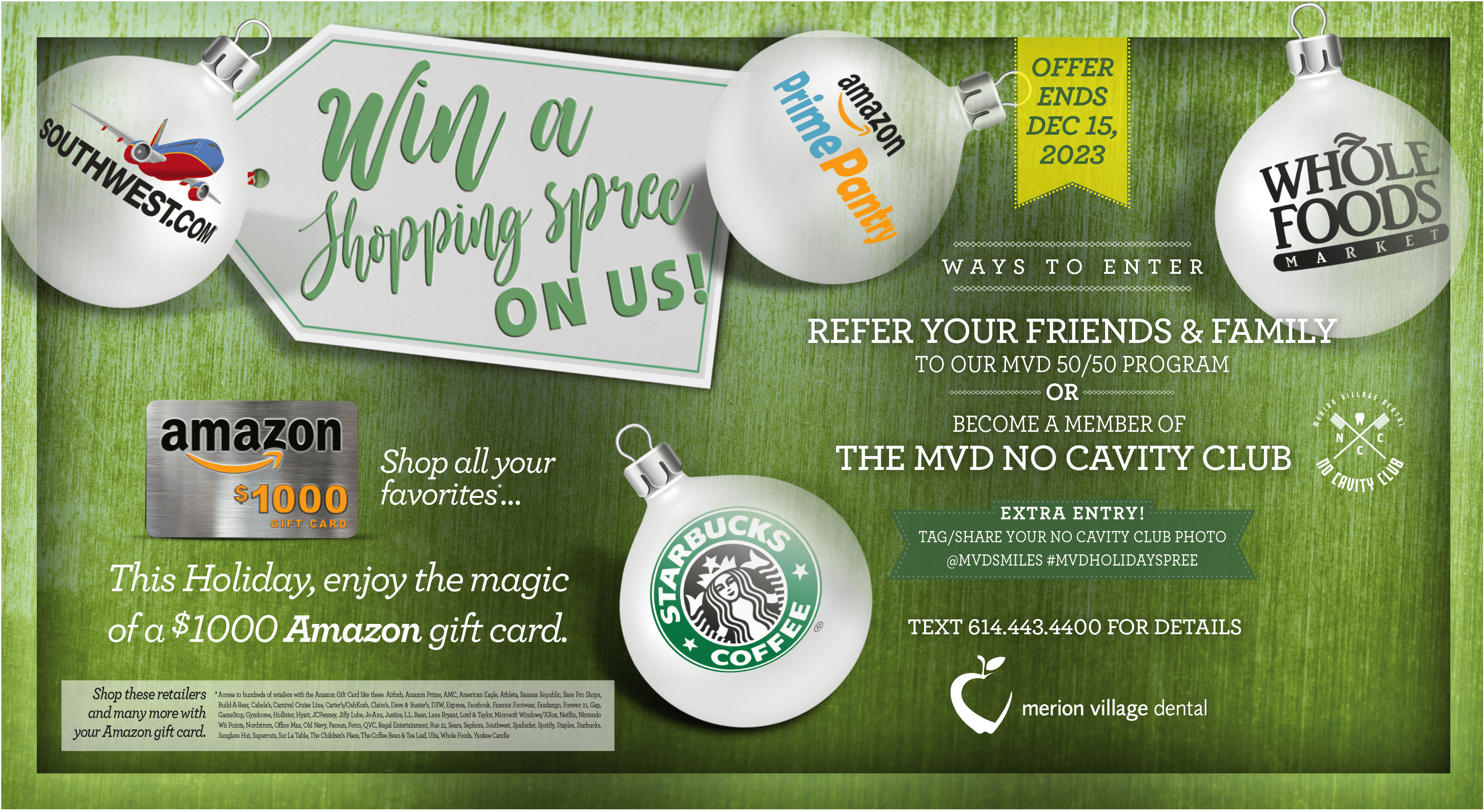 $100 amazon promotion from merion village dental in Columbus, Ohio for 2023